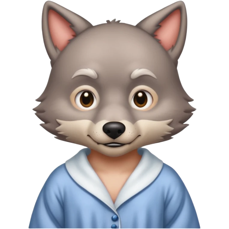 The big bad wolf put on Grandma's clothes and disguised itself as a human. emoji