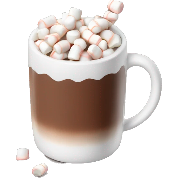 Mug of hot chocolate with mini marshmallows emoji