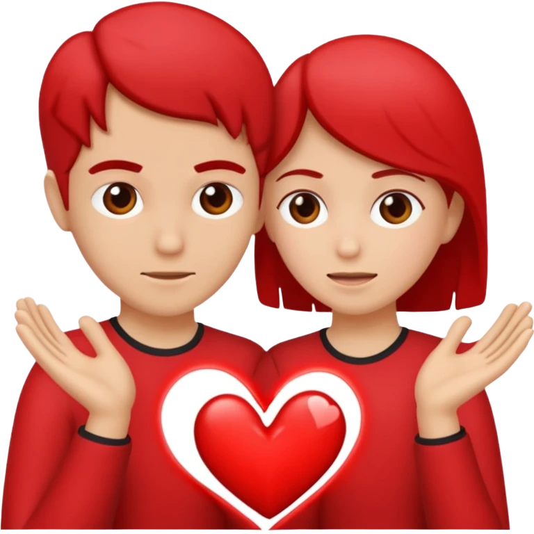 Dos personas en medio de un corazón partidos en dos emoji