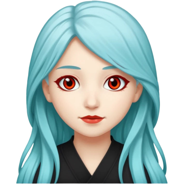 Long Cyan Haired Light Red Eyes White Skin Arabic American Girl Named Zackie Hatzune Kubota emoji