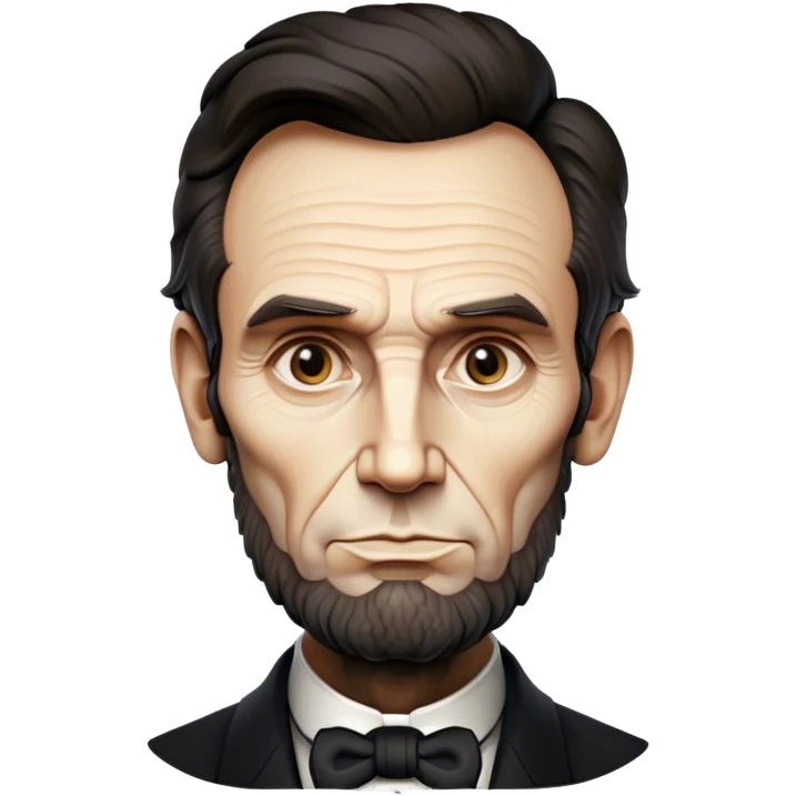 Cinematic Realistic Abraham Lincoln Portrait Emoji, depicted as a stoic iconic statesman with a tall dignified silhouette and thoughtful expression, rendered with detailed textures and dramatic historical lighting that captures his timeless presence. emoji