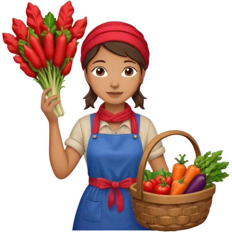 Farmer woman – Apron, scarf, basket of vegetables


 emoji