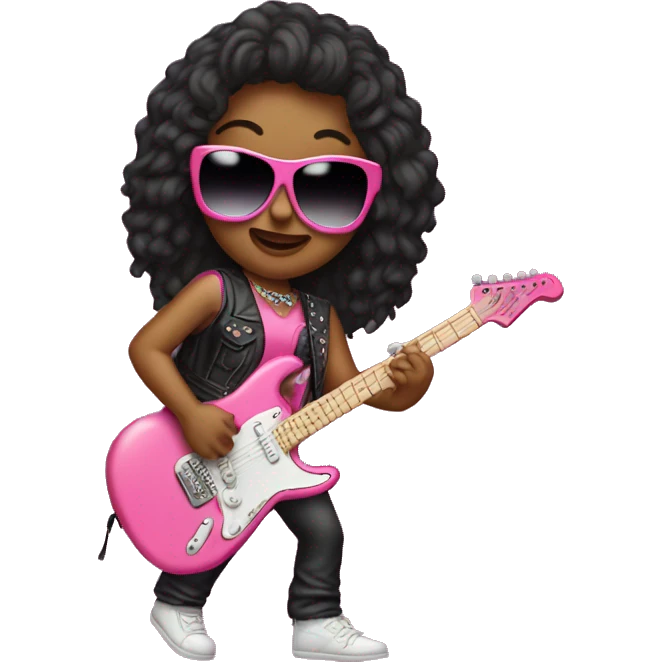 1980s Female Rockstar in pink emoji