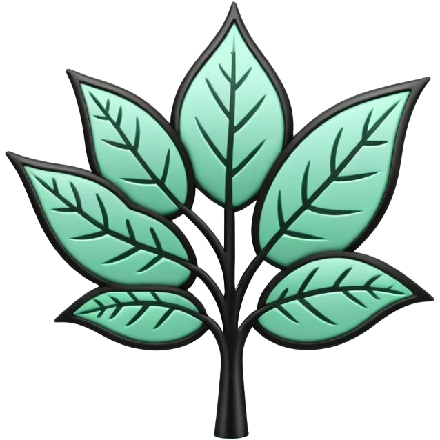 Environnement (Environment), 3D techy icon with black and mint green (#B5F4D3) color scheme, eco-friendly technology with leaf and circuit patterns emoji