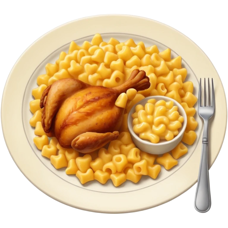 dinner plate chicken with mac and cheese on the side emoji