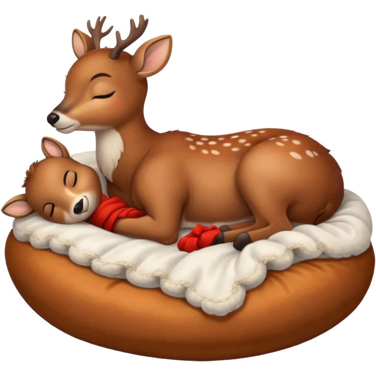 Cute deer sleeping in bed emoji