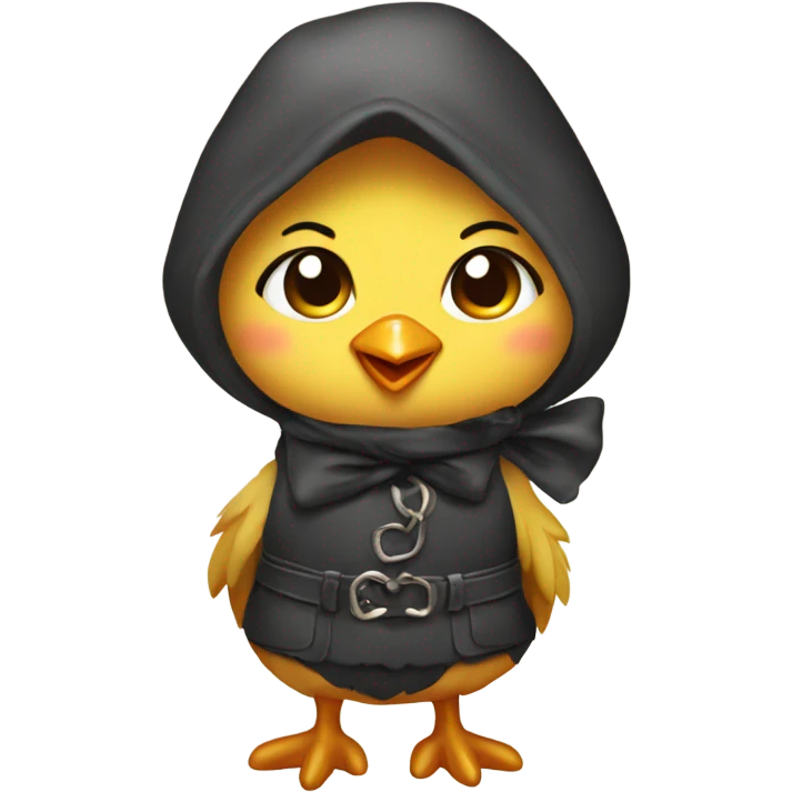 Cute girl chicken with a bow being a thief  emoji