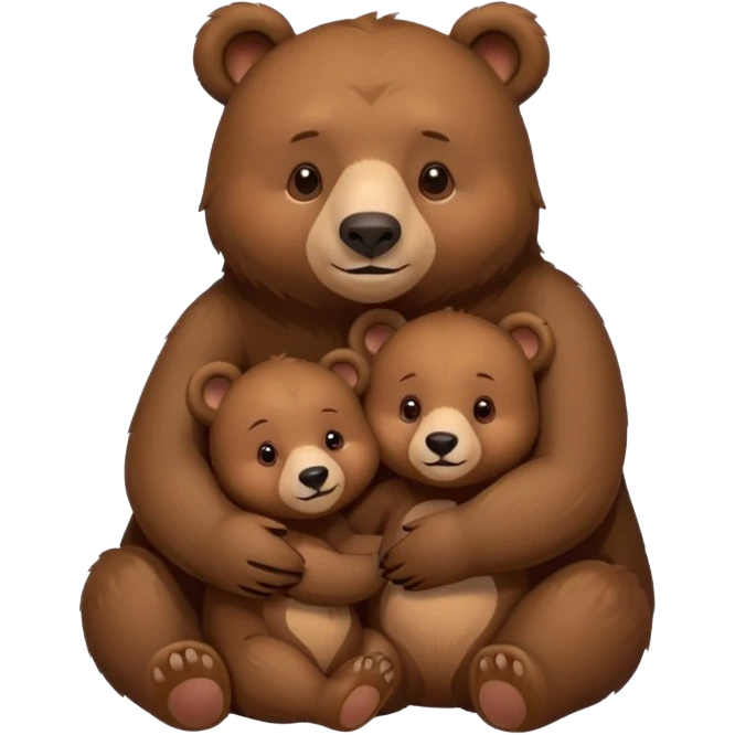 Mama, papa, and baby bear hug emoji