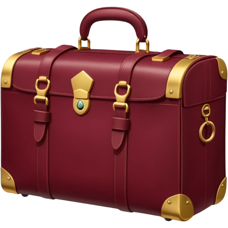 burgundy travel item and  a gold compass in the lower right corner of the emoji in front of travel item emoji
