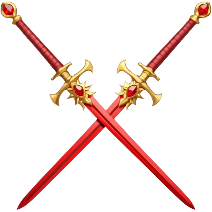 Golden fiery royal two crossed swrods with red gem and golden blade and golden handle emoji