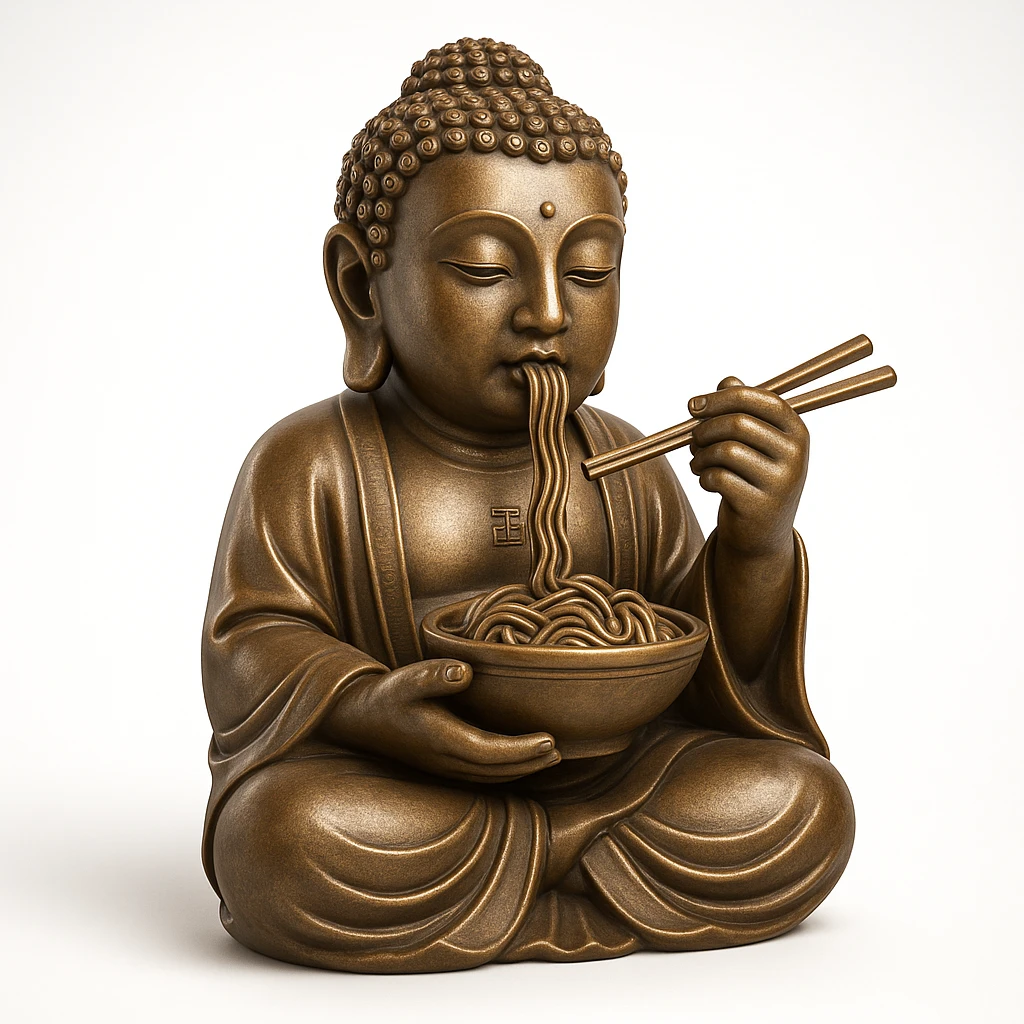 buddha idol eating noodles emoji