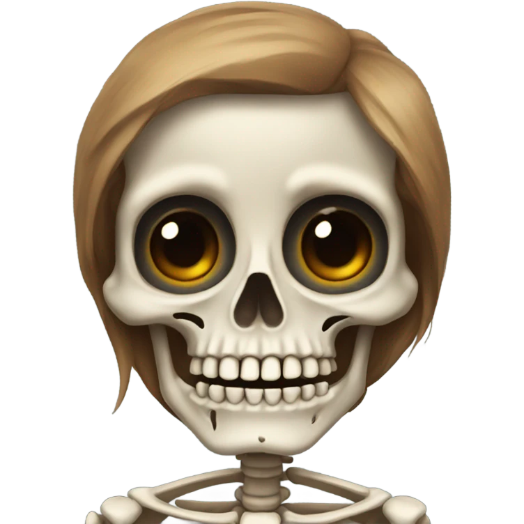 Skeleton with long brown hair  emoji