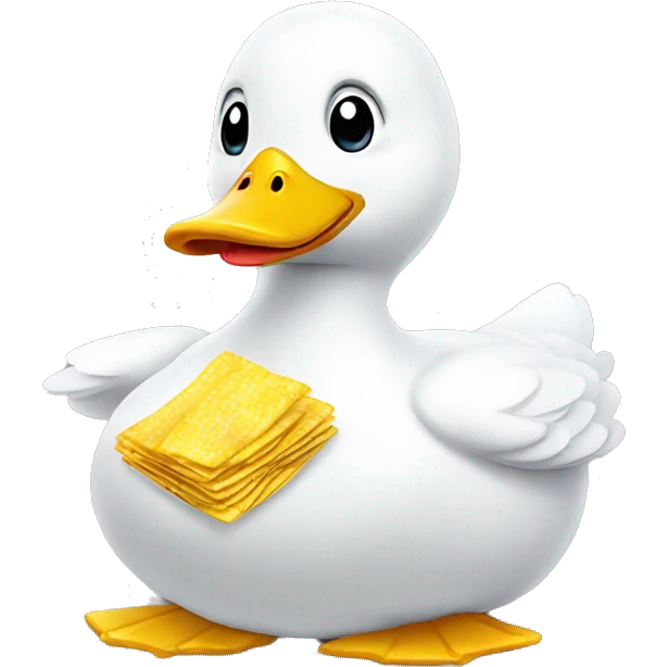white duck plush with Chips written on it emoji