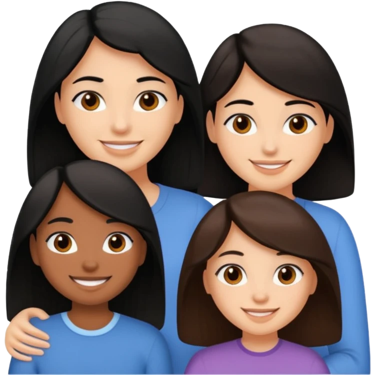 3 besties one with black hair and two with brown hair emoji