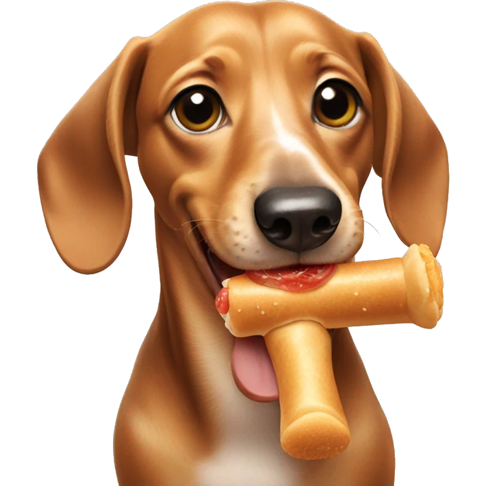 dachshund eating gimbab emoji