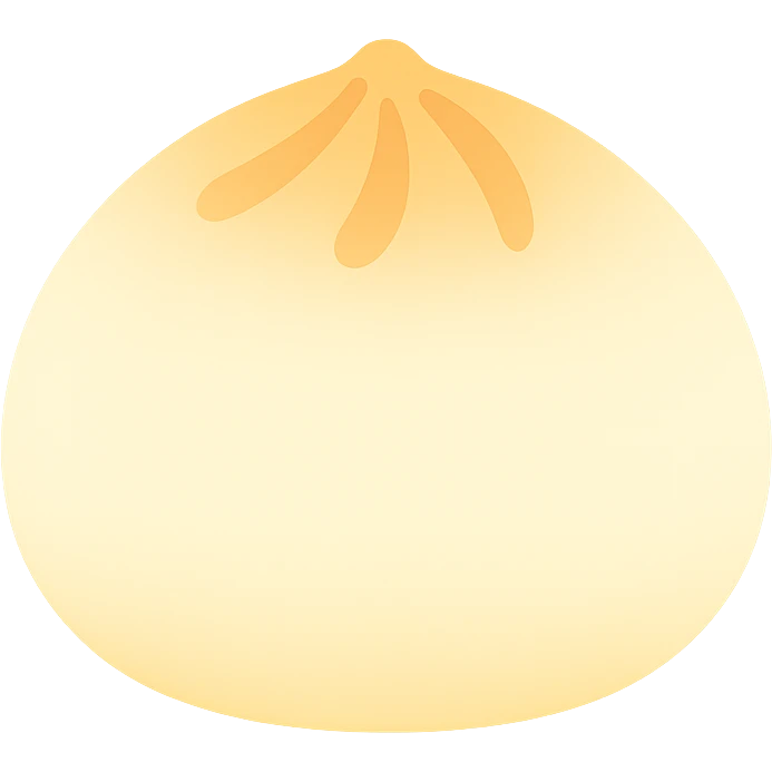 banh bao, soft steamed bun with pleated top, color icon emoji