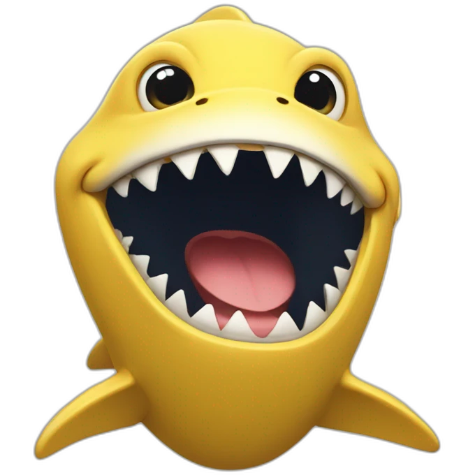 yellow shark laughing with closed mouth emoji