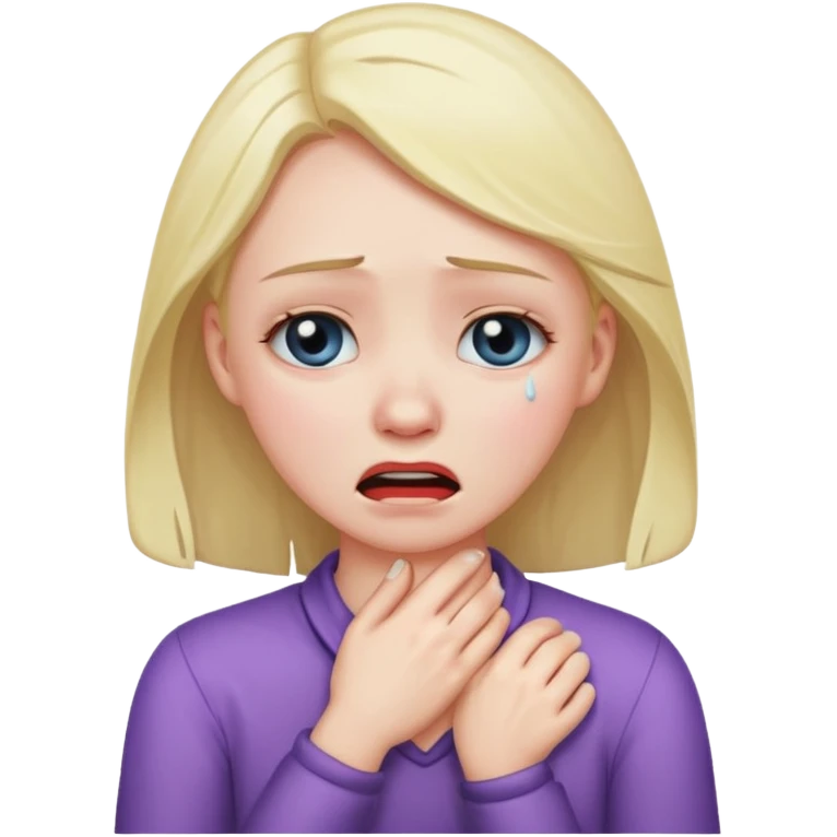 Girl holding neck and crying emoji