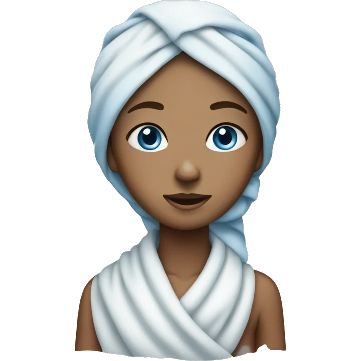 blue eyed girl with towel on her head  emoji