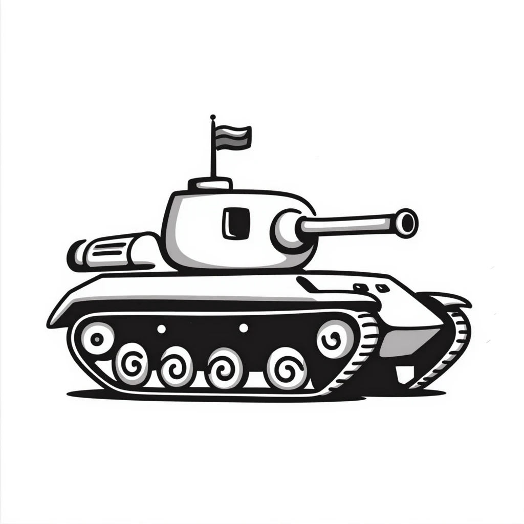 Hand-drawn battle tank with tracks and turret emoji