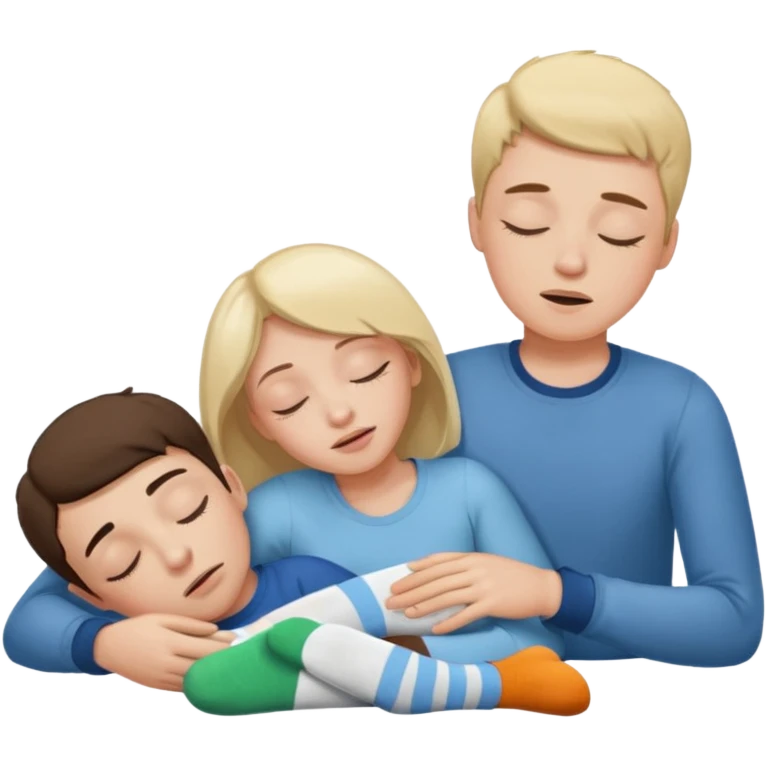 Create an emoji scene where a woman has fainted and is lying down, and a boy is holding his socks near her nose to help bring her back to consciousness. There should be nothing else in the scene.only one boy and girl emoji