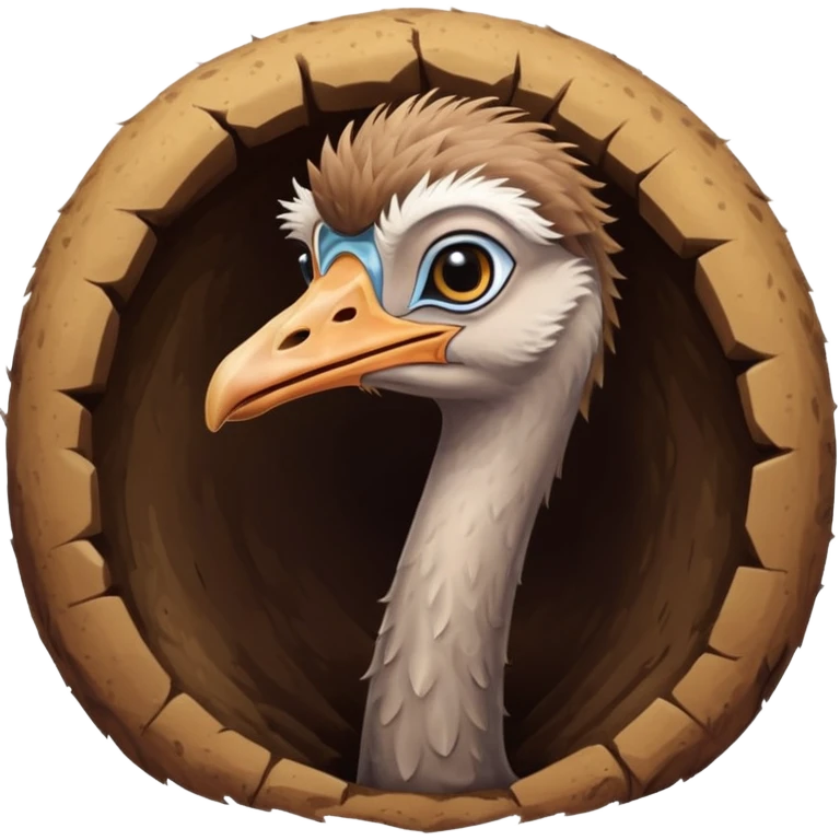 Ostrich with it's head inside a hole in the ground only it's body and neck visible emoji