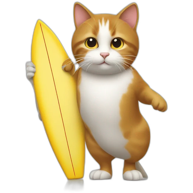 Un chat avec une poule faisant du surf emoji