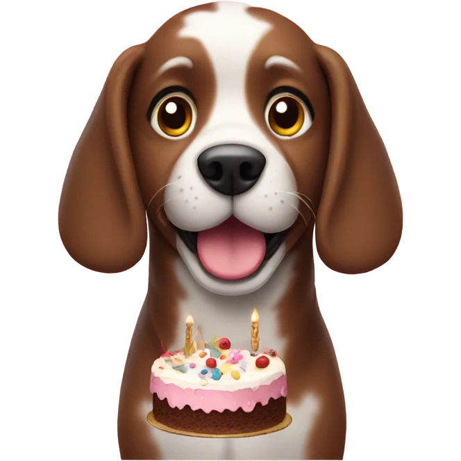 Dog with a cake emoji