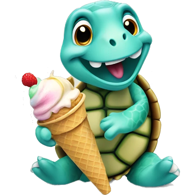 turtle eating ice cream emoji
