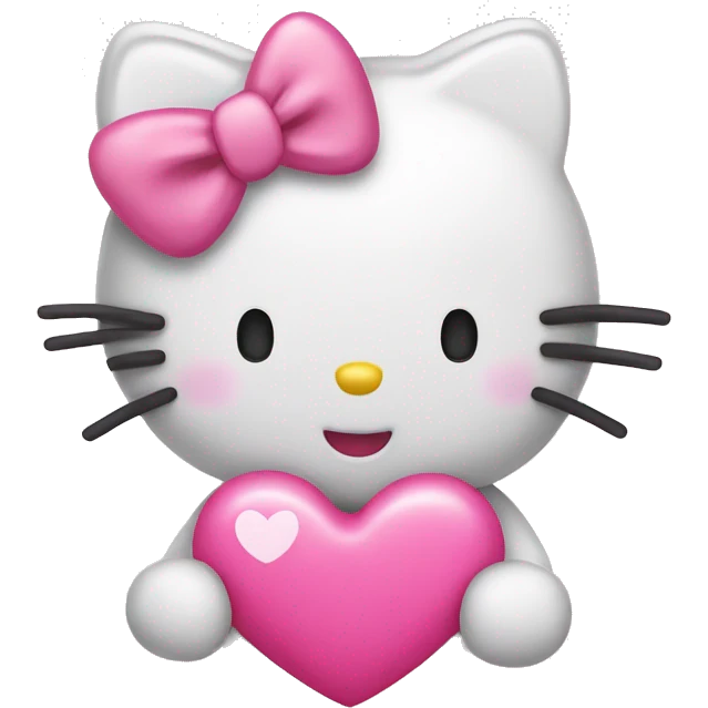 Hello kitty with pink heart emoji