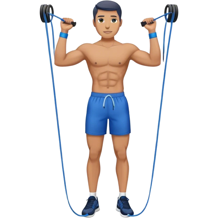fit man with blue shorts resistance bands exercises emoji