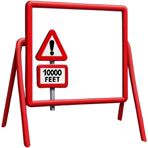write 10,000 FEET in white on a red sign and have a picture of a snowy mountain on the sign emoji