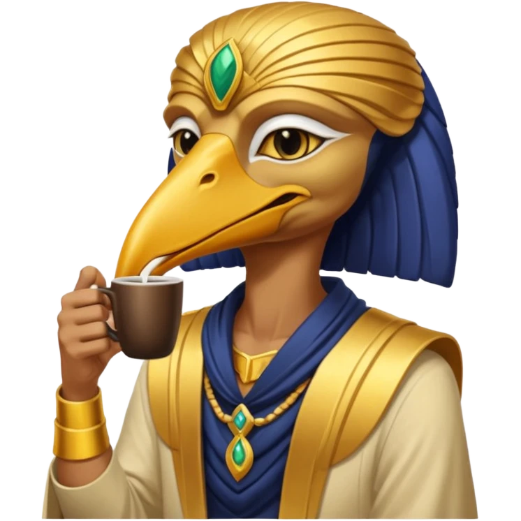 Thoth bird god drink coffee emoji