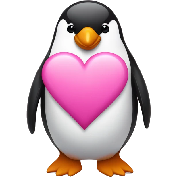 Penguin holding pink Whitney emoji
