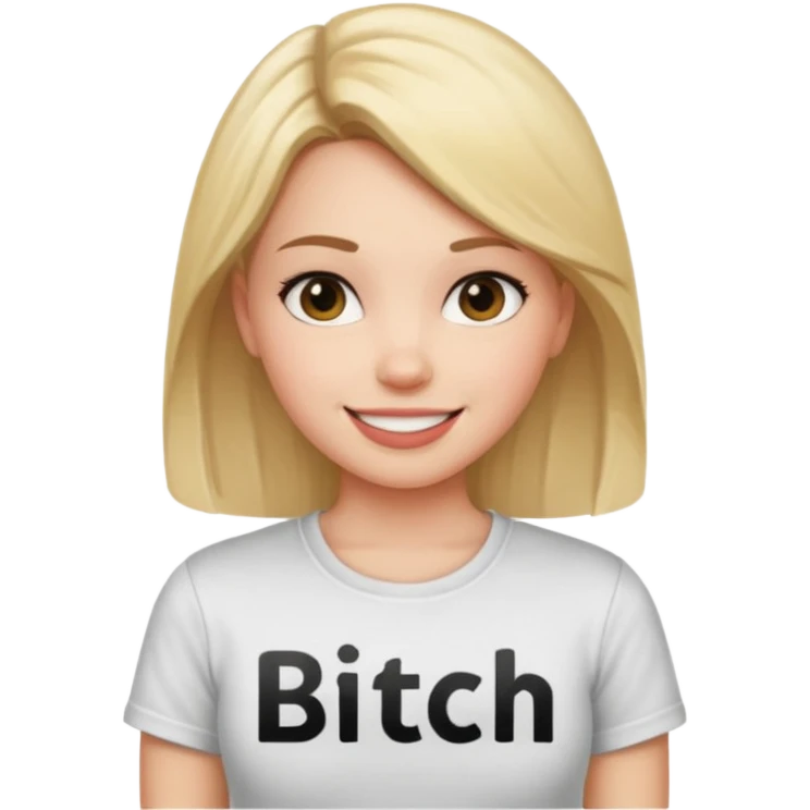 Girl wearing a shirt that says bitch emoji