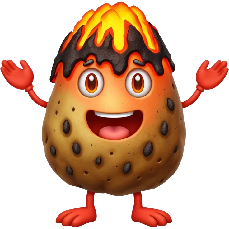 Potato and Volcano with arms and legs emoji