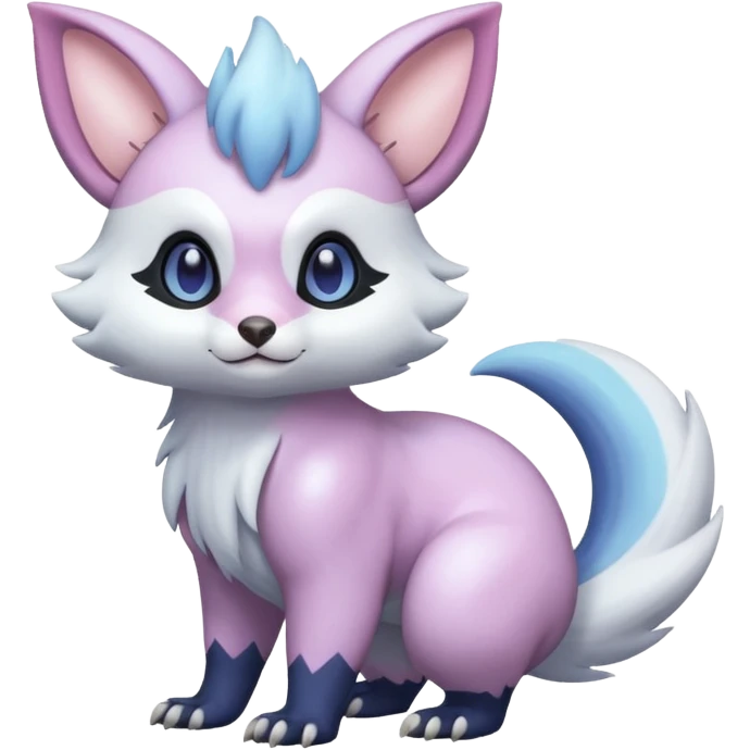 Shiny Iridescent Pale Pastel Whitish Bright Furret-Absol-Noibat-Hybrid (Full body) emoji