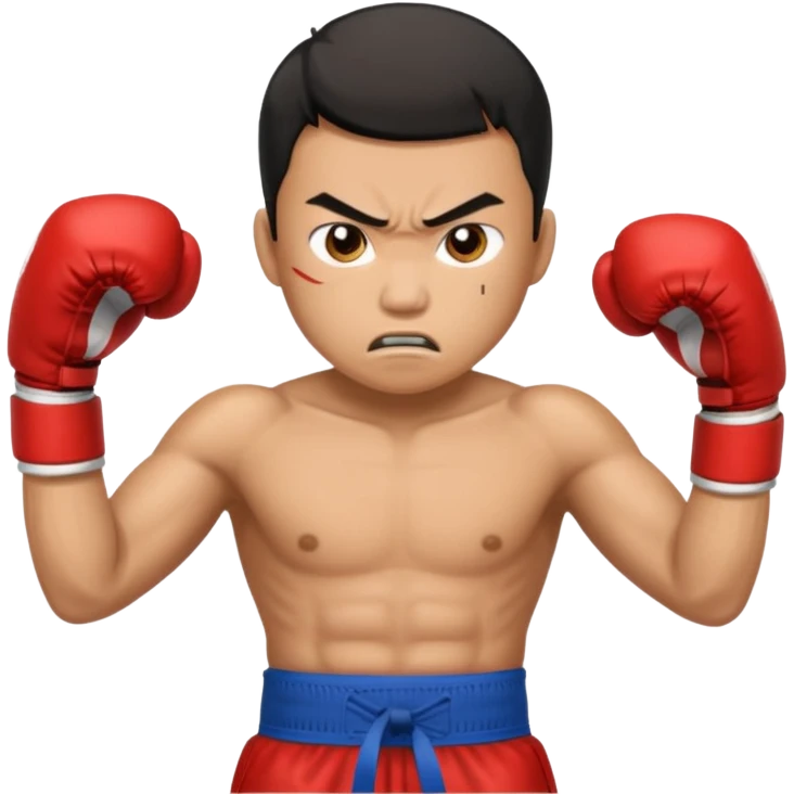 click that wong sze man face in thai boxing with angry face 20 times emoji