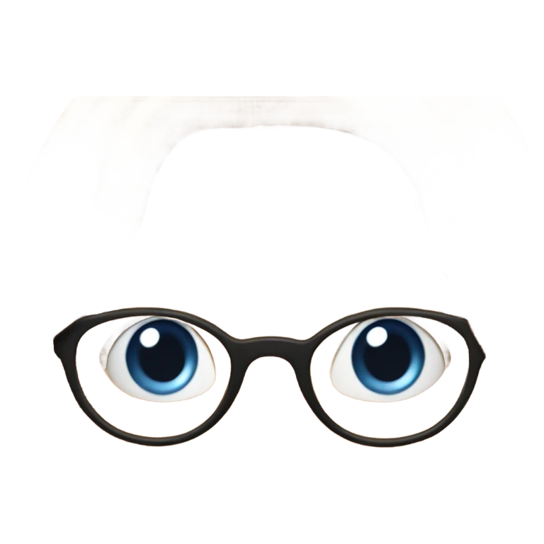 White girl with long caramel hair, blue eyes, freckles glasses emoji