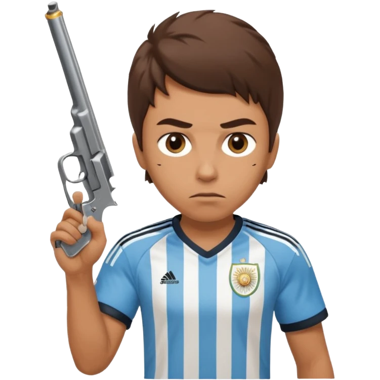 haz un turro con una biszera para atras y con un arma remera argentina pero arma de fuego que tenga un revolver  solo emoji