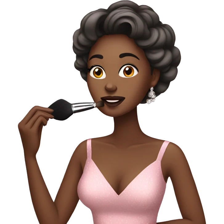 Woman in a dress putting on makeup cosmetics emoji