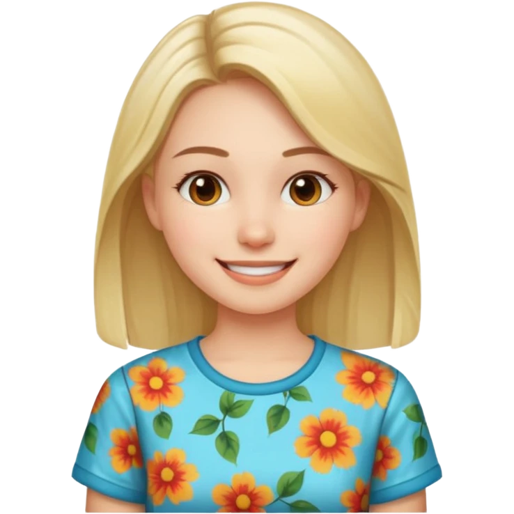 smiling girl in printed shirt emoji