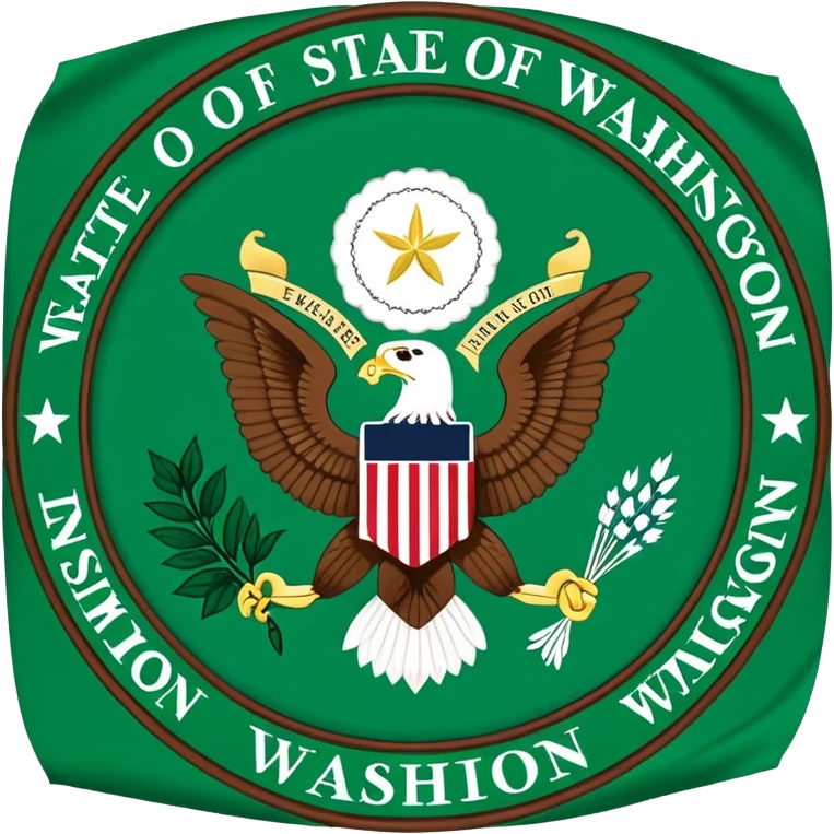 The seal of the state of Washington , green flag of Washington state emoji