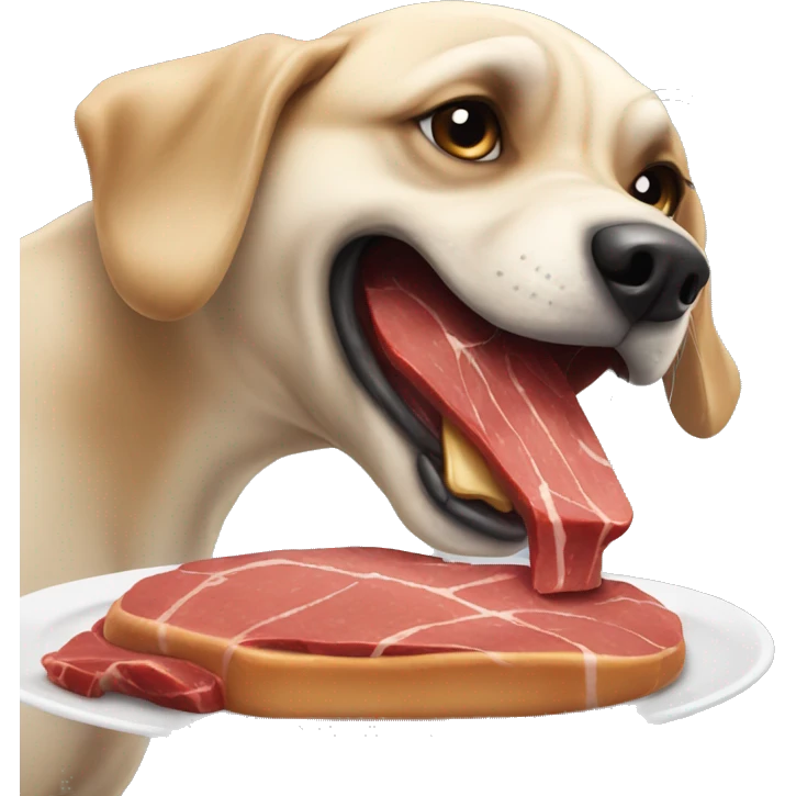 Perro comiendo carne emoji
