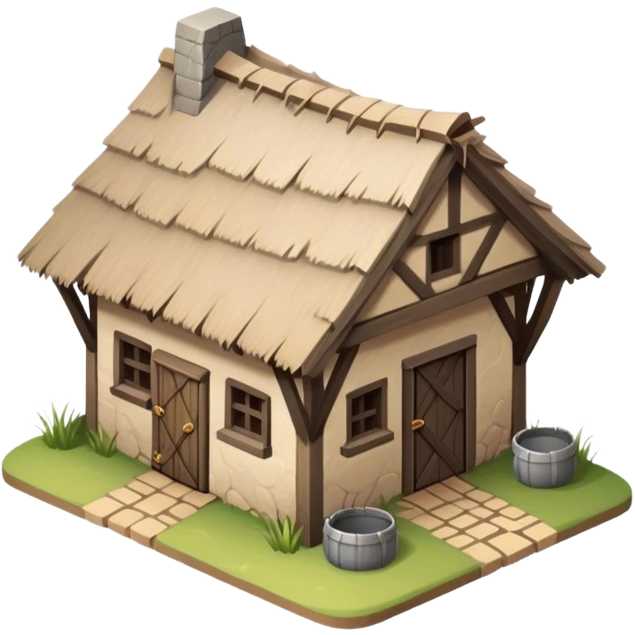 isometric one-story low level medieval shack building emoji