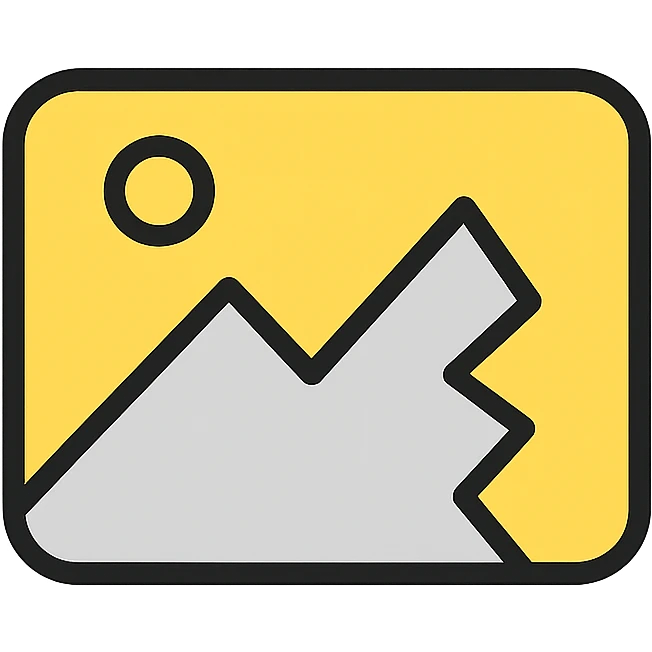 minimal broken image placeholder emoji icon style yellow and gray with a crack or broken symbol emoji