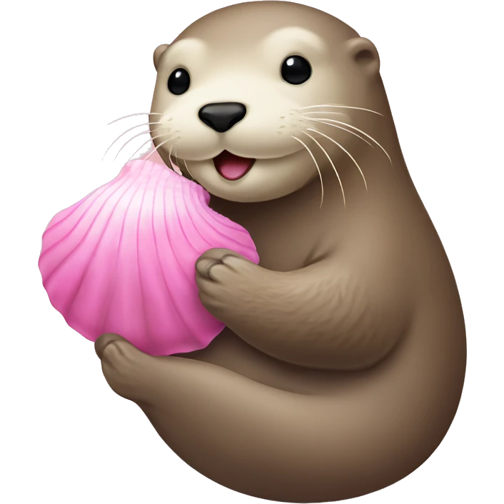 beige sea otter holding pink sea shell emoji