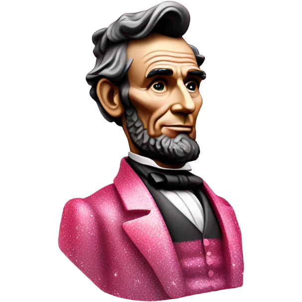 Pink ombre statue of Abraham Lincoln with glitter and roses  emoji