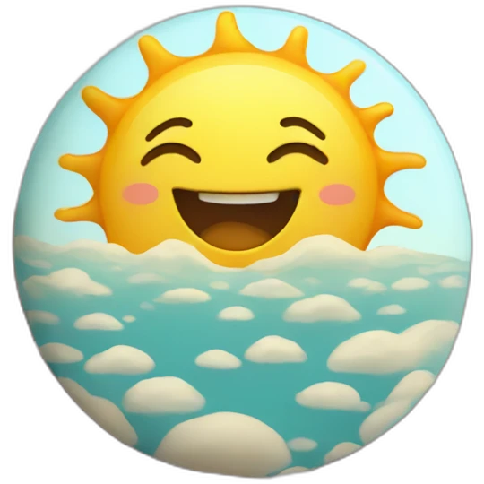 sun looking like kawaii poo waving bye emoji