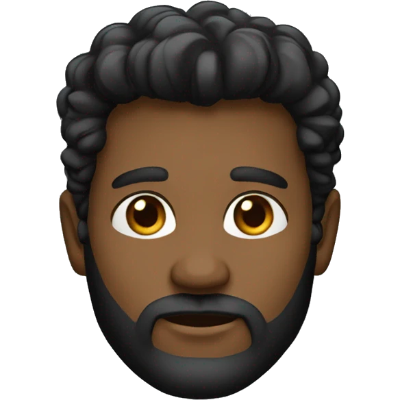 Homem de pele escura cabelo baixo olhos pretos barba e brinco pequeno e sorrindo emoji